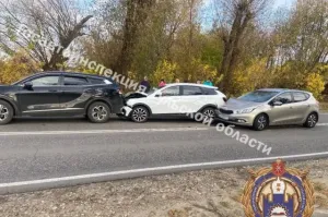 В Киреевском районе при столкновении трёх машин пострадали младенец и женщина